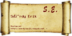 Sárdy Erik névjegykártya